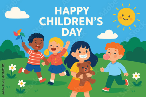 Happy Childrens Day Celebration With Joyful Kids