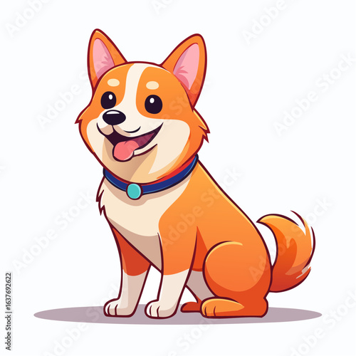 Friendly Dog: An adorable cartoon illustration of a cheerful dog sits and wags its tail, showcasing a playful and approachable design style. 