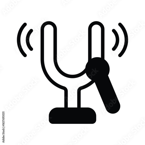 A glyph icon of vibrating tuning fork sound