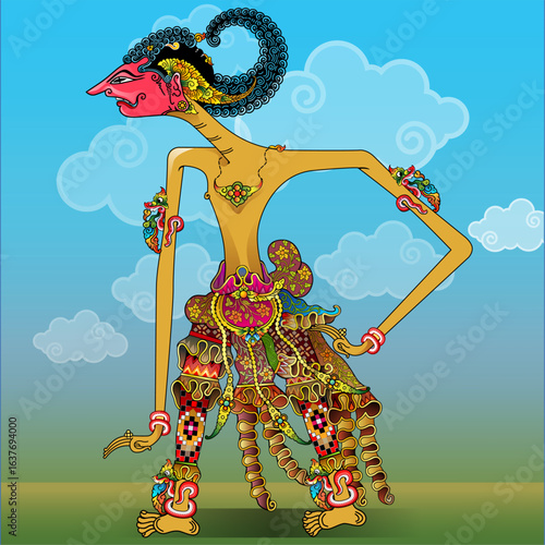 Vector illustration, modification of Wayang Wisanggeni shadow puppet character