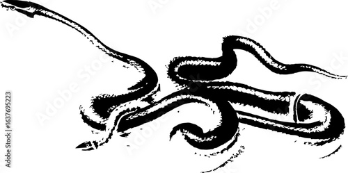abstract illustration snake silhouette. Illustration of shape as an example of snake design. Diseño abstracto de serpiente en color blanco, negro, verde y guinda. PNG. VEXTOREN. JPG