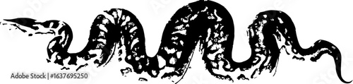 abstract illustration snake silhouette. Illustration of shape as an example of snake design. Diseño abstracto de serpiente en color blanco, negro, verde y guinda. PNG. VEXTOREN. JPG