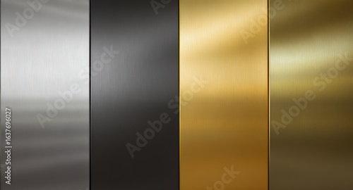 Brushed Metal Textures Silver, Black, Gold, Bronze Finishes for Design