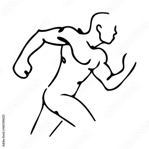 Silhouette of a running man drawn in line art style.