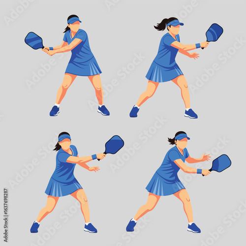 Woman Playing Pickleball Showing Forehand and Backhand Strokes