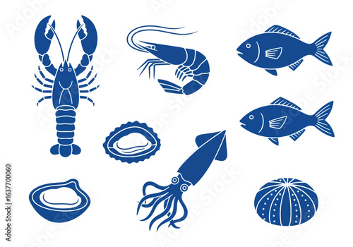 Collection of Seafood and Marine Life Illustrations