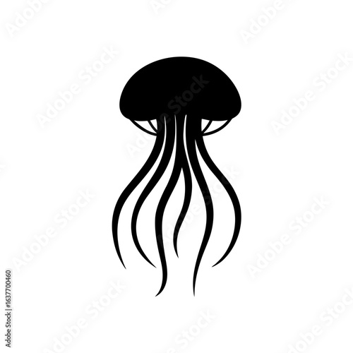Silhouette jellyfish art on transparent background