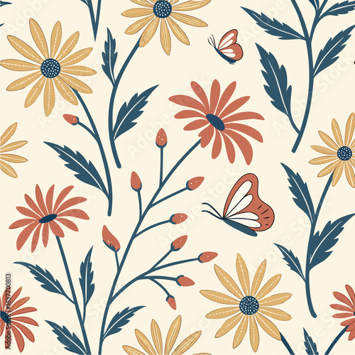 whimsical daisy and sunflower pattern