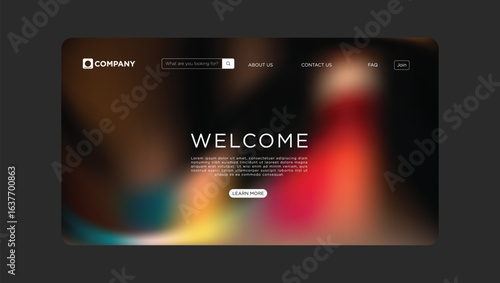 Modern website landing page design with vibrant colors welcomes visitors to explore content