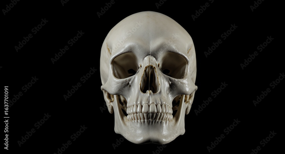 Naklejka premium High-Resolution Human Skull Model Anatomically Accurate 3D Render