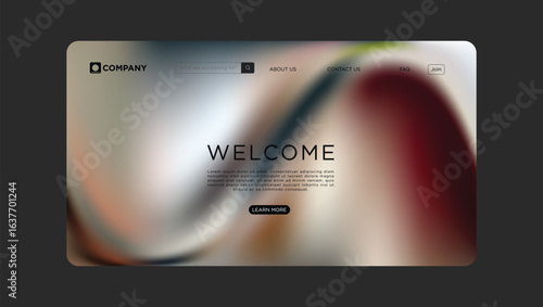 Modern website landing page with abstract design welcomes visitors to explore and learn more today