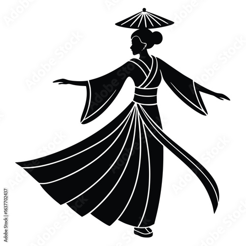 Silhouette of Asian Traditional Ballet
