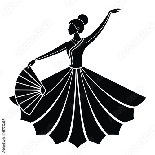 Classic Asian Dance Art Silhouette