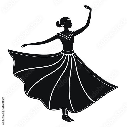 Traditional Asian Dance Performance Silhouette
