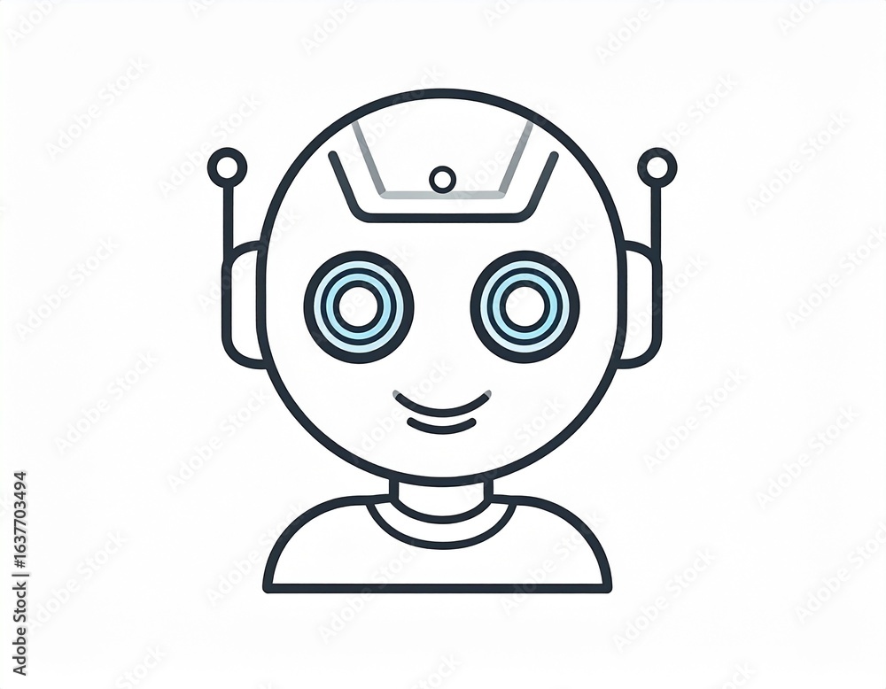 Fototapeta premium A simple robot head icon with LED-shaped eyes.