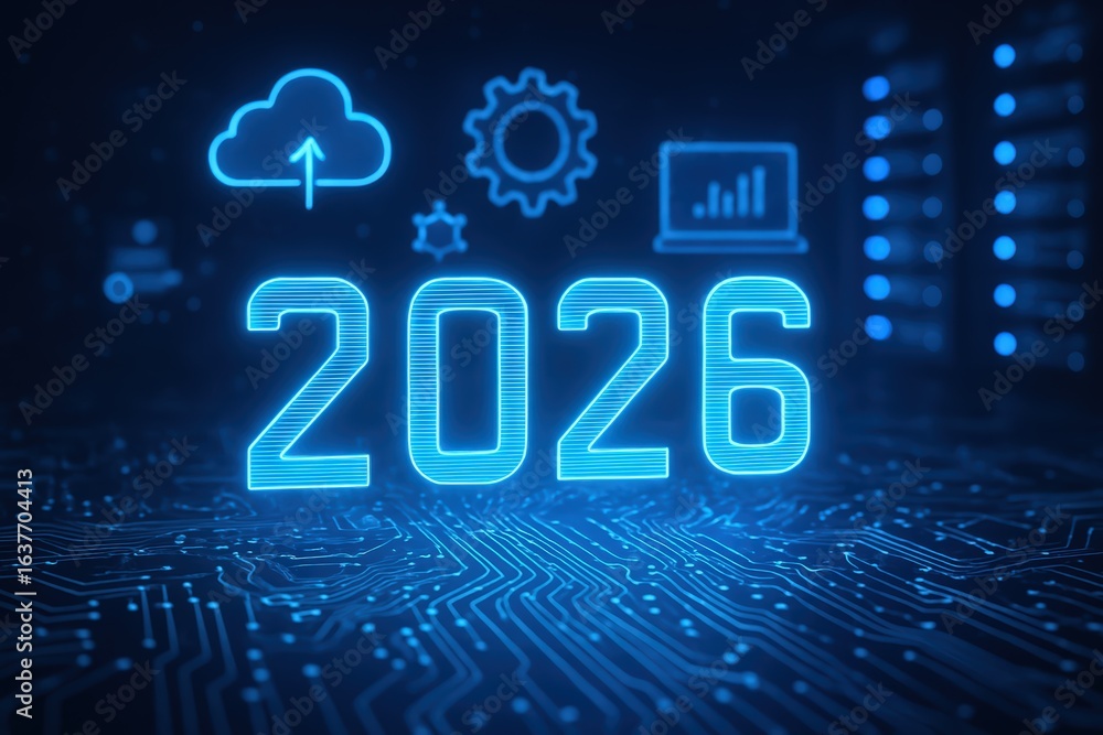 Fototapeta premium Technology 2026 Concept With Digital Icons