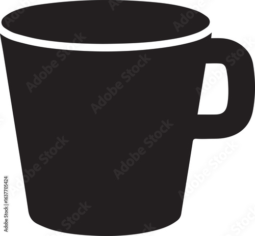 Silhouette Style Vector Big Cup Logo Design Icon – Minimal Coffee Mug Symbol for Café, Restaurant, Beverage Branding, Simple Monochrome Drink Graphic Illustration