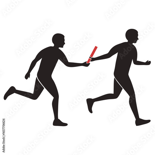 Sprint Relay Baton Pass Silhouette