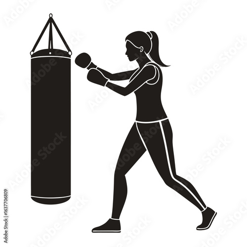 Female Boxer Power Punch Silhouette
