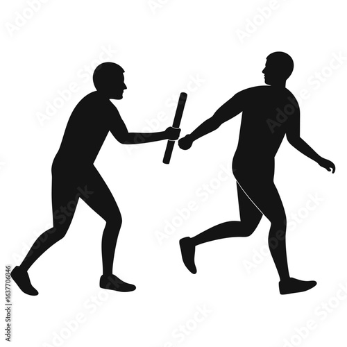 Relay Race Baton Exchange Silhouette