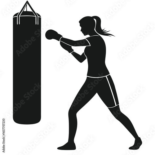 Woman Boxing Workout Silhouette