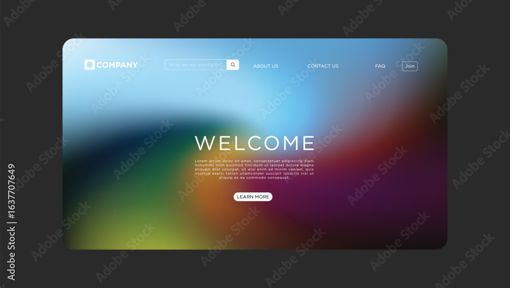 Fototapeta premium Modern welcoming website design with blurred background and call to action button for business promotion