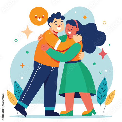 A beautiful cartoon couple in love with a child sharing a fun moment, creating a heartwarming illustration of family happiness