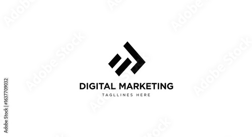 Digital marketing logo concept with an abstract monogram. Modern, minimalist, geometric icon for technology business branding and identity.