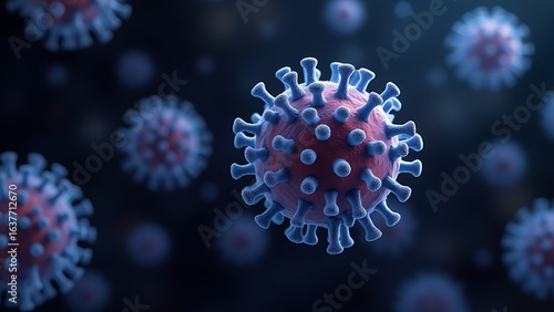 A detailed micrograph showing multiple herpes viruses, including herpes simplex virus, varicella zoster virus (chickenpox), and Epstein-Barr virus. 