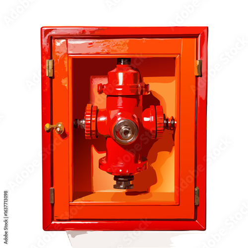 Red fire hydrant in a protective case
