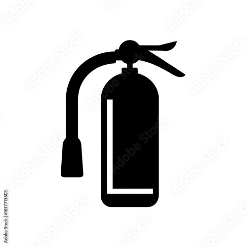 Extinguisher in black on transparent background silhouette