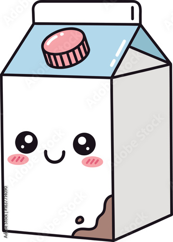 Kawaii chocolate milk carton character