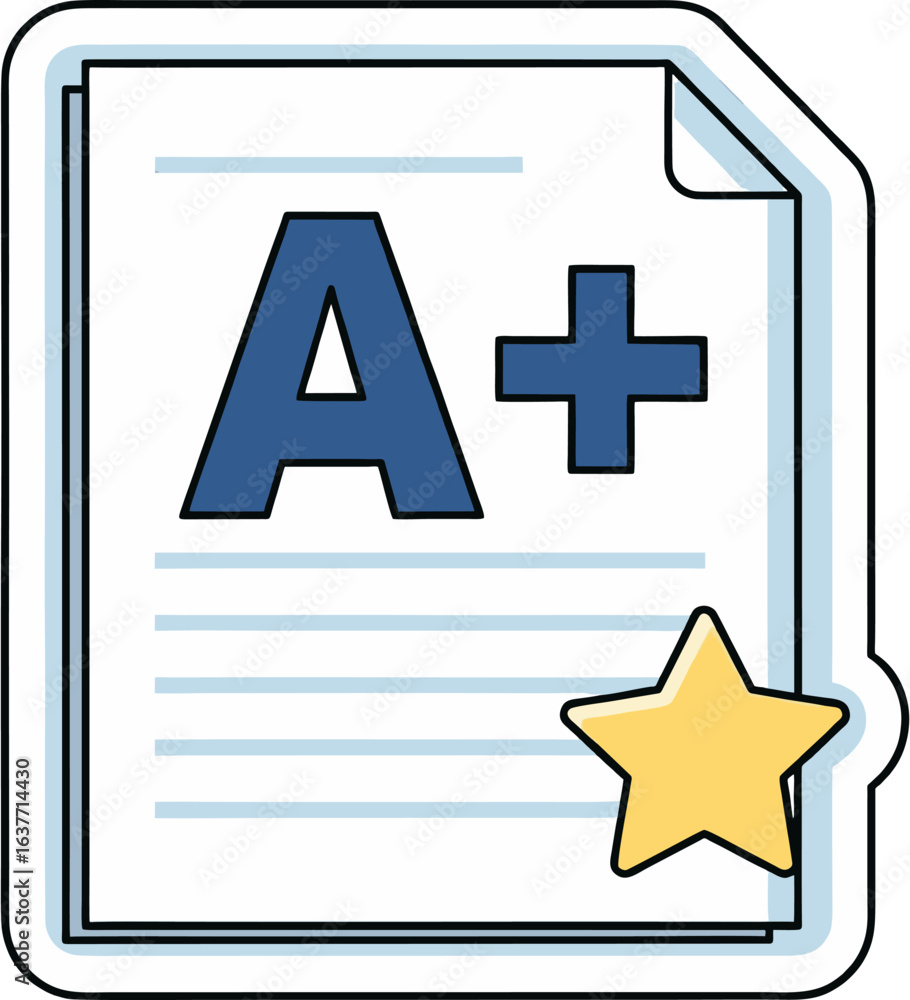 Obraz premium Excellent school grade A+ with gold star
