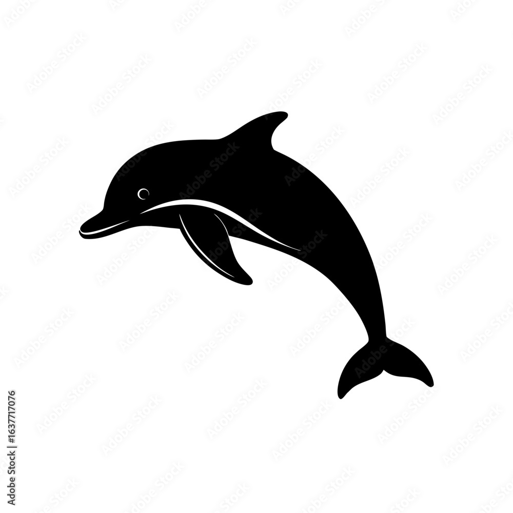 Fototapeta premium Dolphin silhouette art on transparent background