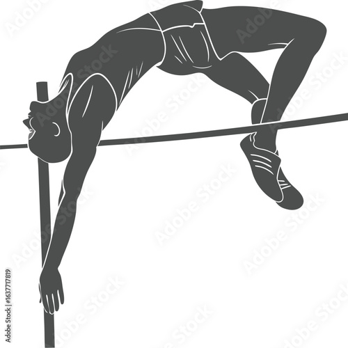 High Jumper Achieves Impressive Feat of Athleticism Gracefully Clearing the Bar with Perfect Form Demonstrating Strength and Precision