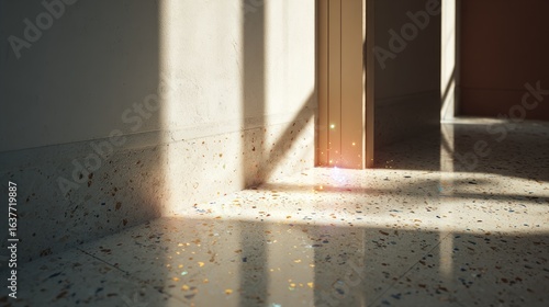 Sunlight Beams on Speckled Floor Interior Minimalist Design