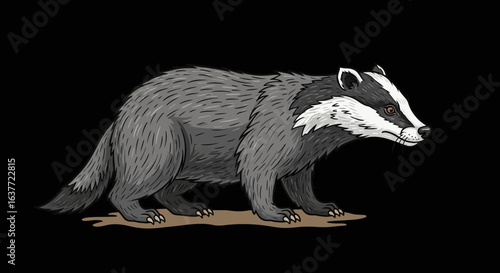 European Badger Wildlife Animal Vector Illustration