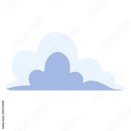Vector illustration of tall rounded blue cloud silhouette, great for representing cumulus clouds in sky, weather, and outdoor background designs.