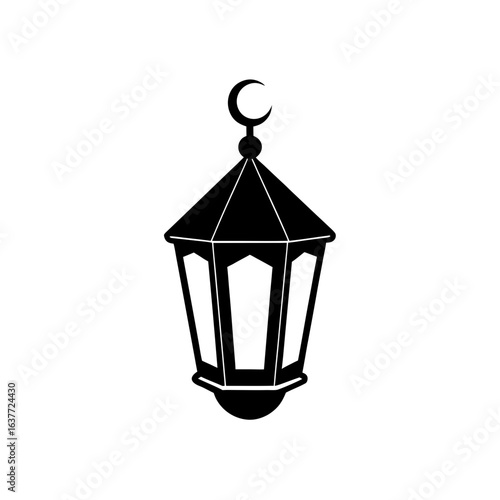 Lantern moon symbol on transparent background silhouette
