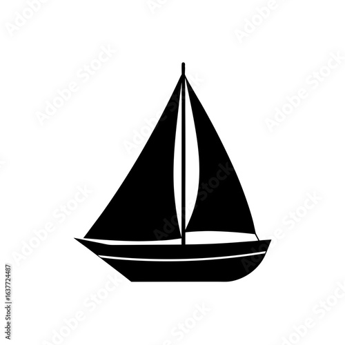 Sailing boat simple art on transparent background silhouette