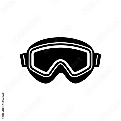 Isolated ski goggles on transparent background silhouette
