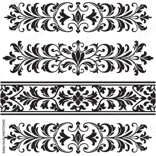 black and white floral elements