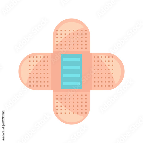 Adhesive Bandage Icon – Vector Flat Design on White Background. Simple and clean medical graphic representing wound care, first aid, and healthcare. Ideal for hospital signage and infographics.