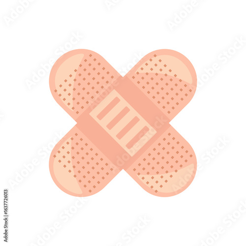 Adhesive Bandage Icon – Vector Flat Design on White Background. Simple and clean medical graphic representing wound care, first aid, and healthcare. Ideal for hospital signage and infographics.
