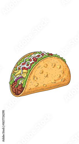 Delicious mexican food taco with fresh ingredients ready to be enjoyed at your next meal