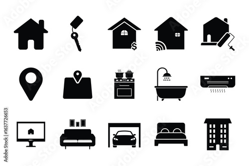 Minimal Real Estate And Home Icons Design
