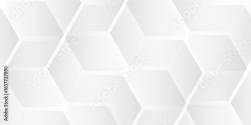 hexagon white geometric background with diamond and triangle shapes layered pattern design