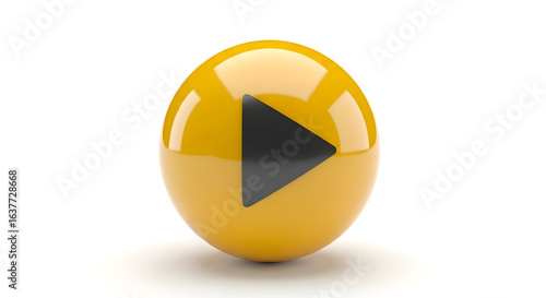 Free Download Yellow Play Button on a Glossy Orange Sphere - GFXLoad