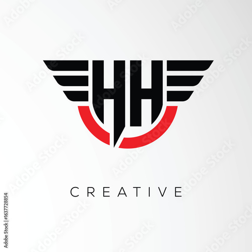 HH Creative Wings Letter Logo with Modern Shield - Powerful Business and Branding Symbol