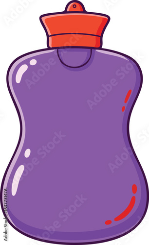 Purple and red squeeze bottle illustration for liquids or sauces in vector graphic design style 